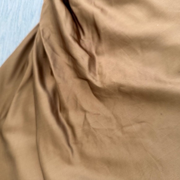 A.L.C. Penny Dress Draped Shoulder Brown Satin Maxi Gown - Size 2 - ALC Mocha - Picture 12 of 14